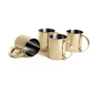 ECHTWERK Ensemble de 4 gobelets en cuivre, verres en acier inoxydable incassables, ensemble de cocktails, pour le gin, la vodka et les boissons froides, édition or, 1000 ml