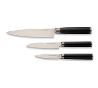 ECHTWERK Ensemble de couteaux damassés, 3 pièces, couteau de chef/couteau de cuisine, petit couteau Santoku, couteau à éplucher/couteau à légumes, acier damassé, manches en bois Pakka