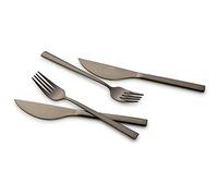 ECHTWERK Ensemble de couverts à pizza, Couverts à steak, Couverts pour manger 4 pièces pour jusqu'à 2 personnes, Black-Edition