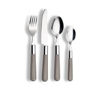 ECHTWERK Ensemble de couverts Bistro, 16 pièces de couverts de table en acier inoxydable de haute qualité pour jusqu'à 4 personnes, couverts de table avec manches en plastique, gris