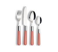 ECHTWERK Ensemble de couverts Bistro, 16 pièces de couverts de table en acier inoxydable de haute qualité pour jusqu'à 4 personnes, couverts de table avec manches en plastique, rose