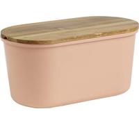 ECHTWERK "FRESH" boîte à pain, boîte à pain en mélamine, boîte à pain, boîte à pain avec couvercle, planche à découper en bois d'acacia, pour 1 kg de pain, rose saumon, 37 cm x 22 cm x 17 cm
