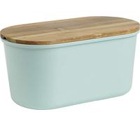 ECHTWERK "FRESH" boîte à pain, boîte à pain en mélamine, boîte à pain, boîte à pain avec couvercle, planche à découper en bois d'acacia, pour 1 kg de pain, turquoise, 37 cm x 22 cm x 17 cm