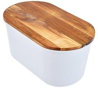 ECHTWERK "FRESH" boîte à pain, boîte à pain en mélamine, boîte de conservation, boîte à pain avec couvercle, planche à découper en bois d'acacia, pour 1 kg de pain, blanc, 37 cm x 22 cm x 17 cm
