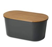 ECHTWERK "FRESH" boîte à pain en mélamine, avec couvercle/planche à découper en acacia, boîte de rangement pour pain 1 kg, noir, 37 × 22 × 17 cm