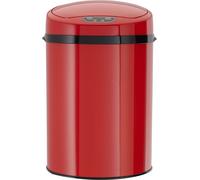 Echtwerk inox EW-BE-0259 Poubelle de bureau/salle de bain/cosmétique 9L AVEC CAPTEUR IR - INOX Poubelle Corbeille à papier, Couleur:Rouge