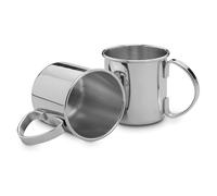 ECHTWERK Lot de 2 verres en cuivre incassables en acier inoxydable - Idéal pour le gin, la vodka, la bière et les boissons froides - Coffret cadeau - Édition argent - 480 ml