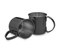 ECHTWERK Lot de 2 verres en cuivre incassables en acier inoxydable - Idéal pour le gin, la vodka, la bière et les boissons froides - Coffret cadeau - Édition noire - 480 ml
