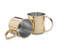 ECHTWERK Lot de 2 verres en cuivre incassables en acier inoxydable - Idéal pour le gin, la vodka, la bière et les boissons froides - Coffret cadeau - Édition dorée - 480 ml