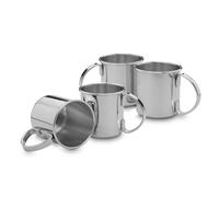 ECHTWERK Lot de 4 verres en cuivre incassables en acier inoxydable - Idéal pour le gin, la vodka, la bière et les boissons froides - Coffret cadeau - Édition argent - 480 ml