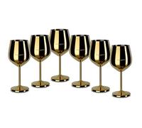 ECHTWERK Lot de 6 verres à vin incassables en acier inoxydable - Verres à vin rouge - Verres à cocktail robustes et incassables - Édition Gold - 21 x 7,3 cm - 0,5 l