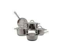ECHTWERK Lot de 8 casseroles à induction en acier inoxydable de haute qualité avec couvercle en verre, 3 casseroles, Casserole et poêle à frire Tous feux Noir Edition