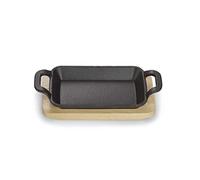 ECHTWERK Plat de service en fonte, Bol de service, Mini plat à four avec planche de service, Déjà cuit, Convient pour les fours, les barbecues et les BBQ, Idéal pour cuire et servir, Ø 10 cm