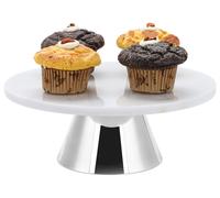ECHTWERK Assiette à gâteau élégante en marbre avec pied pour servir des aliments, des fruits, du fromage et des desserts, pour fête ou mariage, édition argent, Ø 30 cm