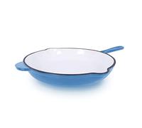 ECHTWERK Poêle à frire en fonte avec revêtement émaillé, Poêle à frire avec deux poignées et bec verseur, Convient pour les fours, grills, BBQ et induction, Ø 26,5 cm, Bleu clair