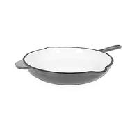 ECHTWERK Poêle à frire en fonte avec revêtement émaillé, Poêle à frire avec deux poignées et bec verseur, Convient pour les fours, grills, BBQ et induction, Ø 26,5 cm, Gris