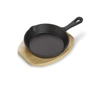 Echtwerk Poêle à servir en fonte, Poêle à servir, Mini poêle avec planche à servir, Déjà cuite, Convient pour les fours, grills, BBQ et induction, Idéal pour cuire et servir, Ø 15,2 cm