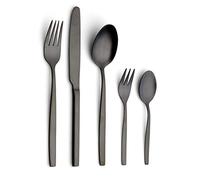 Echtwerk Positano-Black Edition Ménagère 30 pièces pour 6 personnes en acier inoxydable 18/10 brillant avec coffret de rangement en acier 18/10 Noir