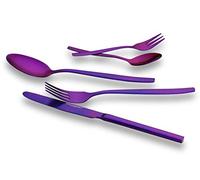 ECHTWERK Positano Ménagère 30 pièces pour 6 personnes en acier inoxydable 18/10 brillant Violet