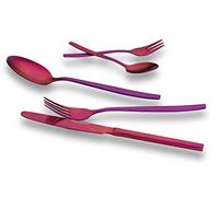 ECHTWERK Positano Ménagère 30 pièces pour 6 personnes en acier inoxydable 18/10 brillant Violet/rouge
