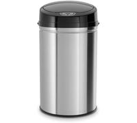 Echtwerk Poubelle avec capteur, poubelle électrique, détecteur de mouvement infrarouge, corps en acier inoxydable, capacité 30 litres, brossée, noir