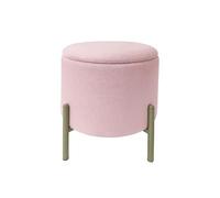 ECHTWERK Pouf Logan, avec Espace de Rangement, Couvercle Amovible, Coffre de Rangement Rond, avec Pieds en Bois, adapté à la Chambre et au Salon, 40 x 40 x 40 cm, jusqu'à 150 kg, Rose