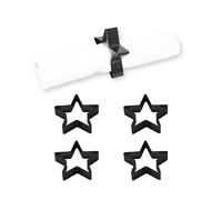 ECHTWERK Rond de serviette en acier inoxydable, design étoile, porte-serviettes, boucles de serviette, universel, décoration de table pour mariages, 7 x 3 cm, Black-Edition, 4 pièces
