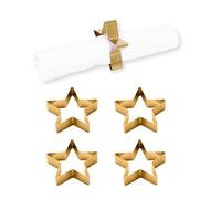 ECHTWERK Rond de serviette en acier inoxydable, design étoile, porte-serviettes, boucles de serviette, universel, décoration de table pour mariages, 7 x 3 cm, édition or, 4 pièces