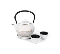 ECHTWERK Service à thé en fonte, théière 1,1 L avec passoire amovible, théière avec soucoupe, set de théières au design vintage pour la préparation de thé en vrac, crème