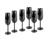 ECHTWERK Service de 6 coupes à champagne en acier inoxydable, Black-Edition, 250 ml, 22,5 x 6,3 cm, EW-CG-1746S