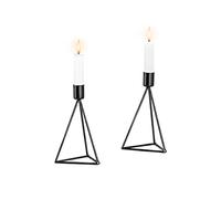 ECHTWERK Set de 2 bougeoirs Modern Small, Black Edition, Design géométrique, bougeoir votif pour Le Salon/la Table, décoration de Table pour Mariage, 9,5 x 9,5 x 16,5 cm