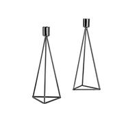 ECHTWERK Set de 2 Bougies Chauffe-Plat/Porte-Bougies Modern Big, édition Noire, Design géométrique, bougeoir votif pour Le Salon/la Table à Manger, 9,5 x 9,5 x 24,2 cm