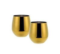 ECHTWERK Set de 2 verres à vin et à eau, acier inoxydable, édition or, 500 ml, 10 x 9,5 cm