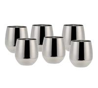 ECHTWERK Set de 6 verres à vin et à eau en acier inoxydable, édition argentée, 500 ml, 10 x 9,5 cm, 10 x 9,5 cm
