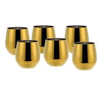 ECHTWERK Set de 6 verres à vin et à eau en acier inoxydable, édition or, 500 ml, 10 x 9,5 cm