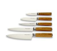 ECHTWERK Set de couteaux damassés 5 pièces, set de couteaux de cuisine, couteau de chef, couteau Santoku, couteau à viande, couteau universel, couteau à éplucher, tranchant lisse