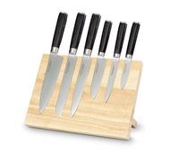 ECHTWERK Set de couteaux damassés 7 pièces, Couteau de chef, Couteau à pain, Couteau à fileter, Couteau Santoku, Couteau universel, Couteau à éplucher, Bloc à couteaux magnétique