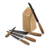 ECHTWERK Set de couteaux de cuisine en acier de haute qualité, set de 6 couteaux avec bloc en bois de pakka, set de couteaux de cuisine, acier spécial, extrêmement tranchant, Black-Edition