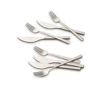 ECHTWERK Set de couverts à pizza, couverts à pizza, couverts à viande, set de table 8 pièces pour max. 4 personnes, avec 4 couteaux à pizza et 4 fourchettes à pizza en acier inoxydable, Silver Edition
