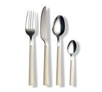 ECHTWERK Set de couverts "Basic" avec manches en plastique, Couverts de camping, Couverts de pique-nique, Couverts de voyage légers, 16 pièces, jusqu'à 4 personnes, Acier inoxydable 18/0, Crème