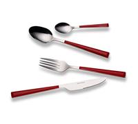ECHTWERK Set de couverts "Basic" avec manches en plastique, Couverts de camping, Couverts de pique-nique, Couverts de voyage légers, 24 pièces, jusqu'à 6 personnes, Acier inoxydable 18/0, Rouge