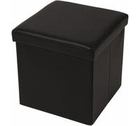 ECHTWERK Siège Cube, Storecube, Tabouret rembourré avec Espace de Rangement, Boîte de Rangement Pliable, Tabouret de Pied, Pliable, Fonction Table d'appoint, Similicuir, Noir, Environ 38 x 38 x 38 cm