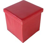 ECHTWERK Siège cube, Storecube, Tabouret rembourré avec espace de rangement, Boîte de rangement pliable, Tabouret de pied, Pliable, Fonction table d'appoint, Similicuir, rouge, environ 38 x 38 x 38 cm