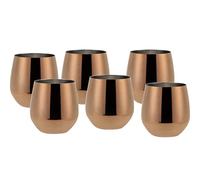 Echtwerk Verres à vin, 6 pcs. verres à vin rouge, gobelets en acier inoxydable, verres incassables, verres incassables, édition cuivre, 500 ml