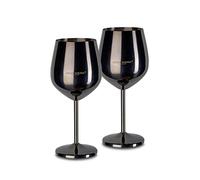 ECHTWERK verres à vin incassables en acier inoxydable, set de verres à vin, verres de camping, verres à cocktail, robustes, incassables, Black Edition, 2pcs, 21x 7,3cm, 0,5L