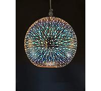 Éclairage 3D Couleur Lustre LED Lustre Miroir Boule de Verre Feu d'artifice Abat-Jour E27 Base Lustre (Couleur : Argent, Taille : 15CM)