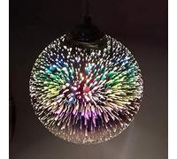 Éclairage 3D Couleur Lustre LED Lustre Miroir Boule de Verre Feu d'artifice Abat-Jour E27 Base Lustre (Couleur : Argent, Taille : 15CM)