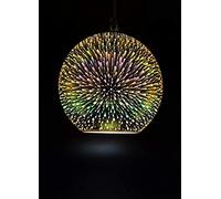 Éclairage 3D Couleur Lustre LED Lustre Miroir Boule de Verre Feu d'artifice Abat-Jour E27 Base Lustre (Couleur : Argent, Taille : 15CM)