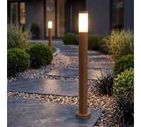 Lampadaire, lampe d'extérieur, lampe de jardin, lampadaire, lampe de chemin, terrasse IP44, acier inoxydable aspect bois, 1x douille E27, DxH 12,7x110 cm, lot de 2
