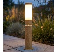 Lampadaire lampadaire extérieur lampadaire rond extérieur terrasses inox, aspect bois avec LED décorative, 1x E27, DxH 11,7 x 50 cm